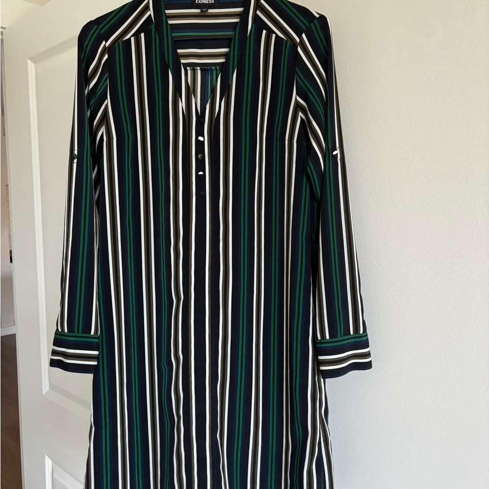 Express Black and Green Striped Dress
